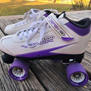 Roller Derby Viper M4 Roller Quad Skates Women's Sz 9 White/Purple